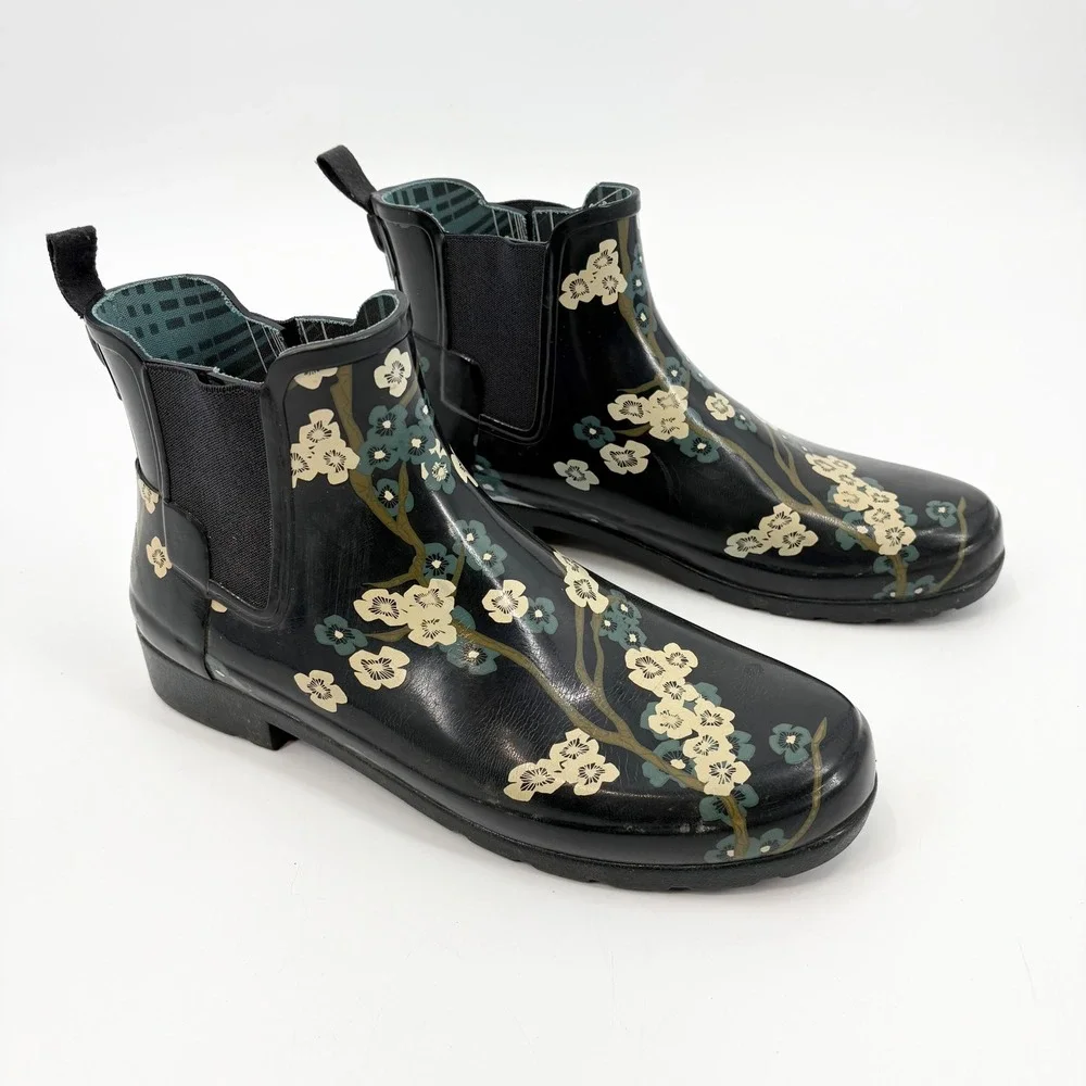 Hunter‎ Ankle Rain Boots Refined Blossom Print Size 11
